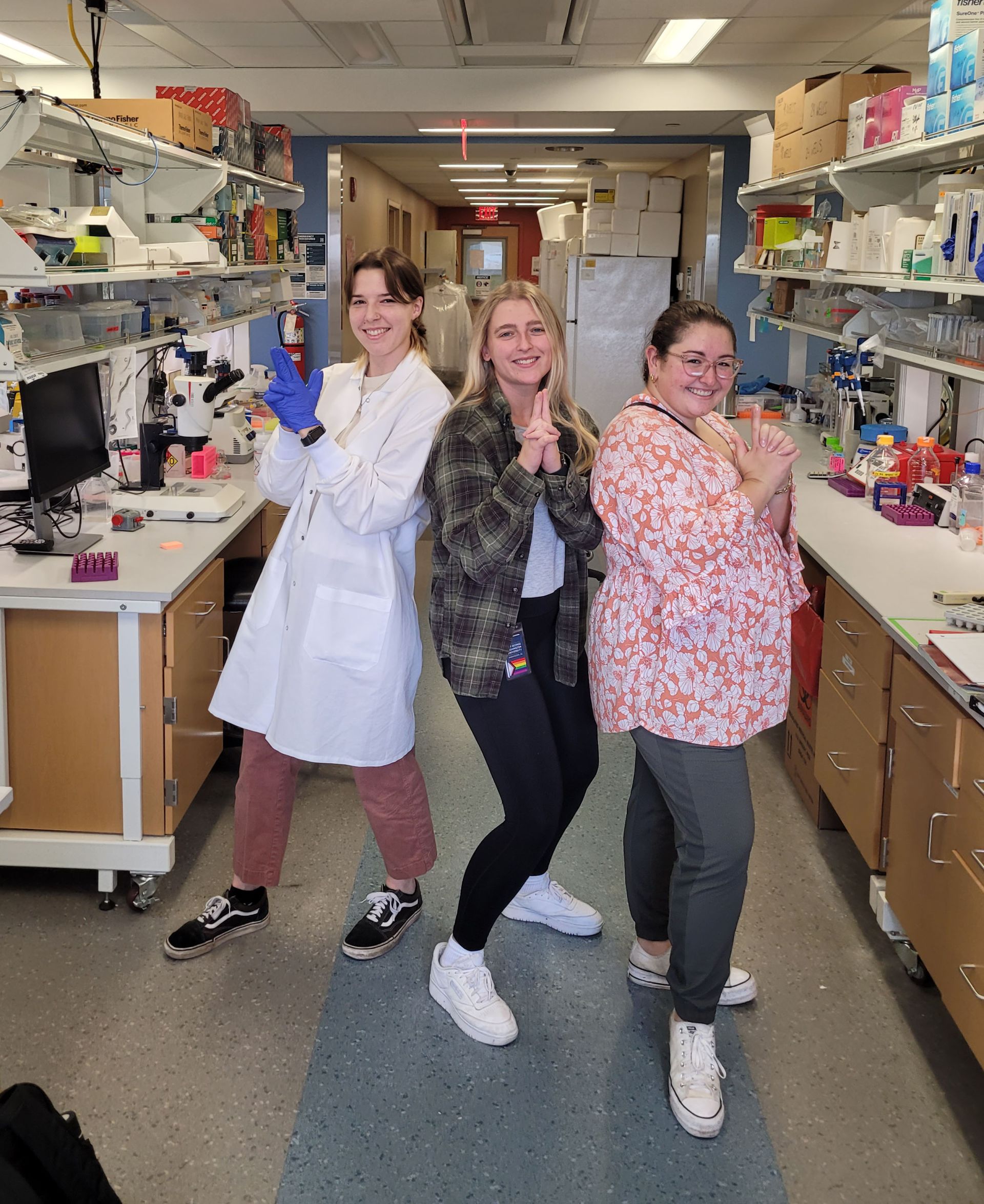 Three generations of Hawdon Research Assistants. C. Jackson, E. McKean, E. Grill